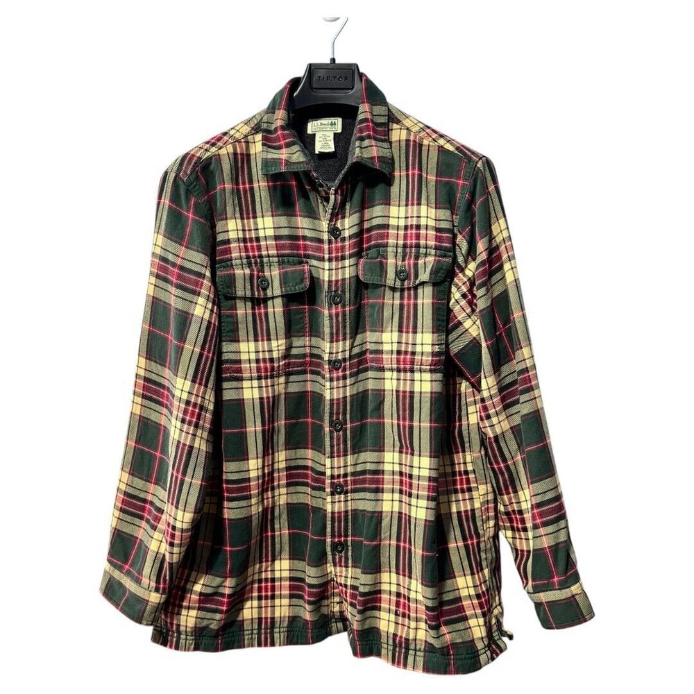 Vintage L.L. Bean mens Jacket Size Large Flannel Lined Plaid Distressed